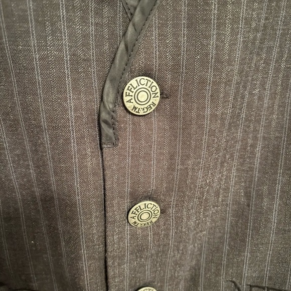 Affliction black premium embroidered vest L - Picture 4 of 9